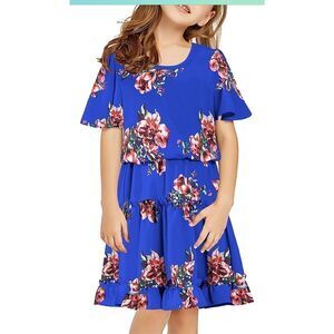 NEW Ruffle Floral Casual A Line Dress XXL 12 Yr old